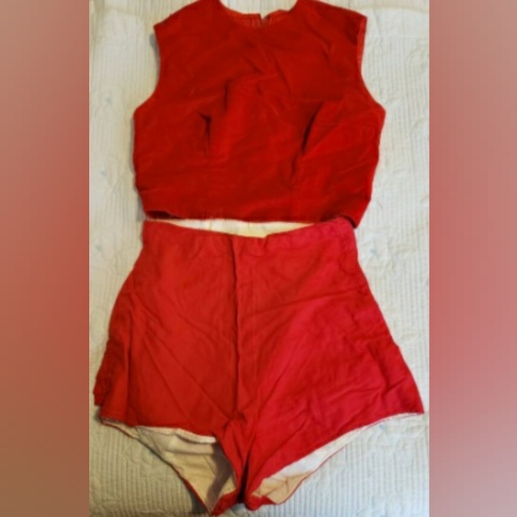 SALE 1960 Red Velvet Skater Dance 3 Piece Panties Costume Outfit XS - Picture 3 of 5